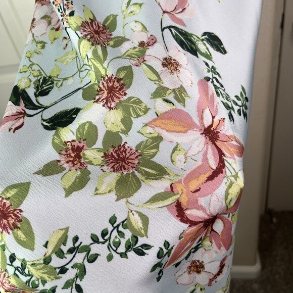 BEBE Women's Baby Blue Floral Satin Cowl Neck Spaghetti Strap Midi Dress S NEW - Picture 6 of 12